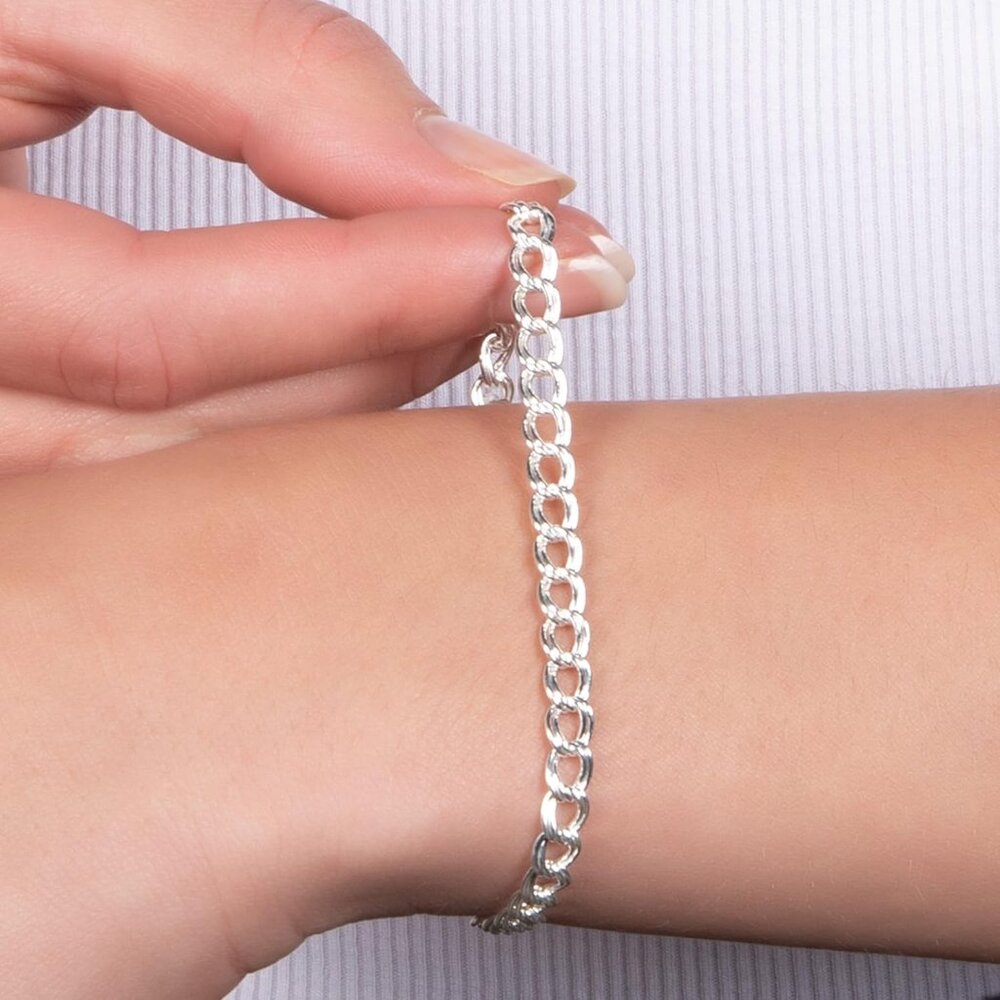925 Sterling Silver Italian Charm Link Chain Bracelet for Men and Women - Picture 6 of 9